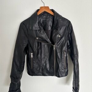 Aeropostale Black Faux-leather Moto Biker Jacket In Size Small
